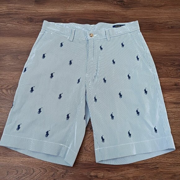 Polo Ralph Lauren Shorts Men's Size 30 Seersucker All Over Pony Embroidered - Picture 1 of 6